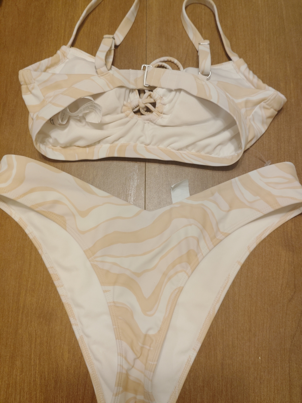Abercrombie & Fitch Cream and Tan Striped Bikini